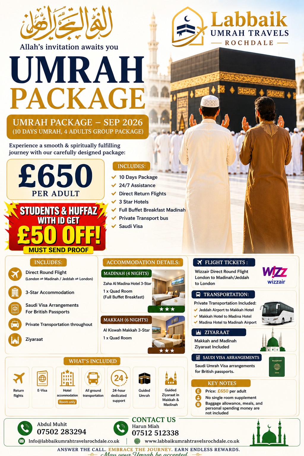Economy Umrah Package - London Gatwick - £650